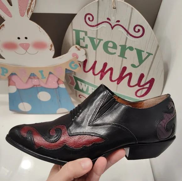 Vintage EUC 80'S NINE WEST Aviva Leather Cowgirl Slip On Ankle Booties, 🖤, 7.5 - Picture 15 of 16